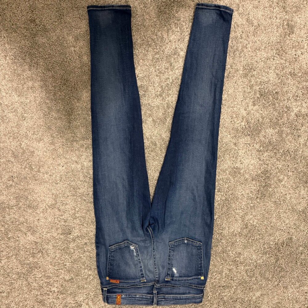 7 For All Mankind Slim Cigarette Jeans Size 28 Distressed EUC $189 - Picture 6 of 6